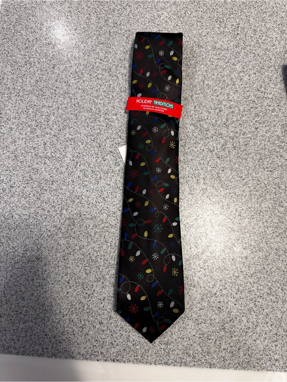 Black Men's Christmas Tie with Multicolor Lights